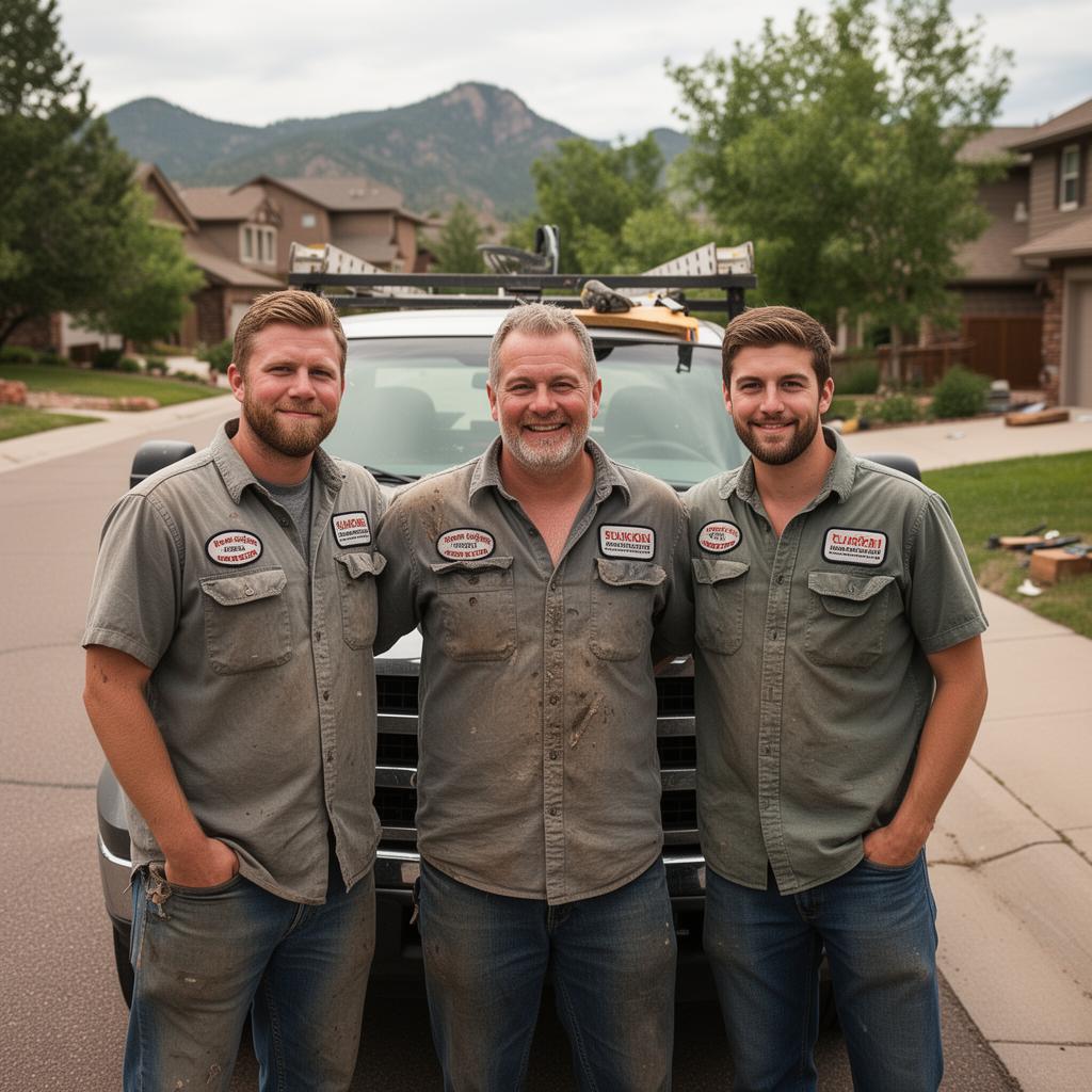 Jared with his two sons in front of the company work truck